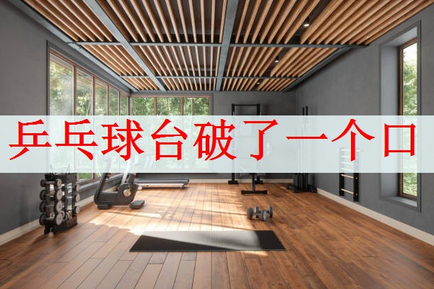 <strong>乒乓球台破了一个口</strong>